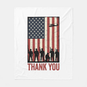 Dank U Militair Amerikaanse Vlag Shirt Ontwerp_1 Fleece Deken