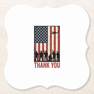 Dank U Militair Amerikaanse Vlag Shirt Ontwerp_1 Kartonnen Onderzetters