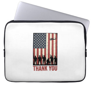 Dank U Militair Amerikaanse Vlag Shirt Ontwerp_1 Laptop Sleeve