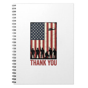 Dank U Militair Amerikaanse Vlag Shirt Ontwerp_1 Notitieboek