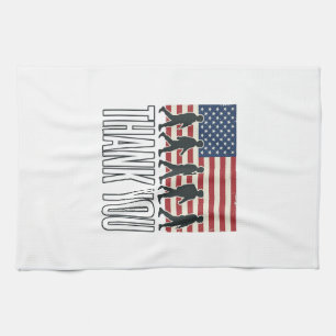 Dank U Militair Vlag Silhouet Vintage T-shirt D Theedoek