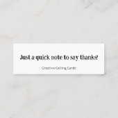 Dank u mini-oproepkaart mini visitekaartje (Achterkant)