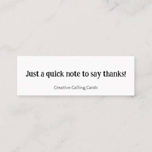 Dank u mini-oproepkaart mini visitekaartje (Achterkant)