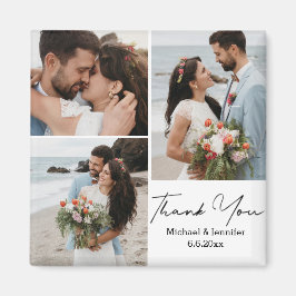 Dank u, minimaal 3 foto's collage bruiloft magneet