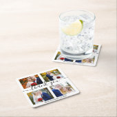 Dank u, minimaal 4 foto's collage bruiloft chique kartonnen onderzetters (Insitu)