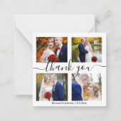 Dank u, minimaal 4 foto's collage bruiloft notitiekaartje (Voorkant)