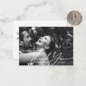 Dank u minimale bruiloft foto zwart-wit notitiekaartje (Voorkant / Achterkant in situ)