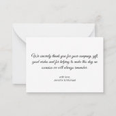 Dank u minimale bruiloft foto zwart-wit notitiekaartje (Achterkant)