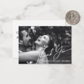 Dank u minimale bruiloft foto zwart & wit notitiekaartje (Voorkant / Achterkant in situ)