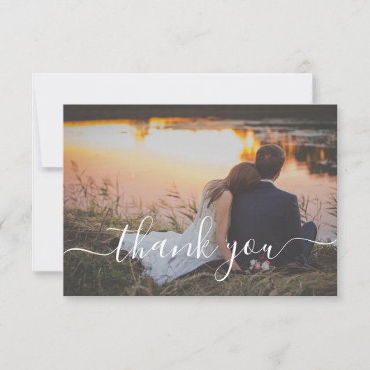 Dank u minimale digitale bruiloft fotokaart kaart (Voorkant)