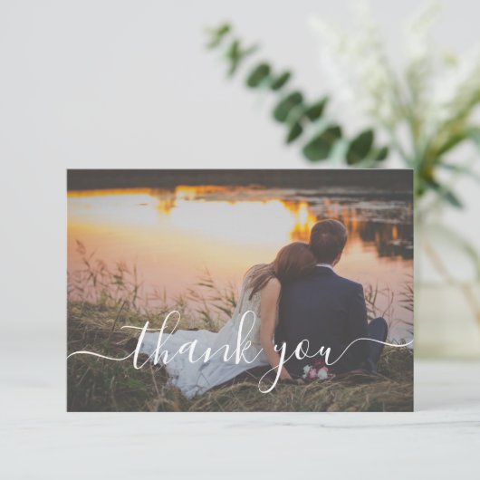 Dank u minimale digitale bruiloft fotokaart kaart (Staand voorkant)