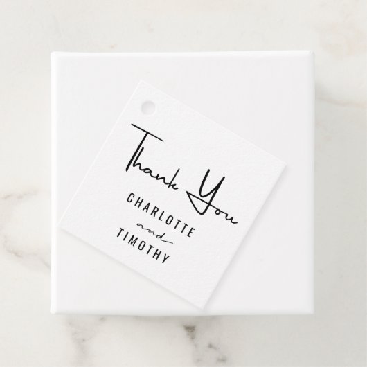Dank u minimale script zwart wit bruiloft bedankjes labels (In situ)
