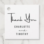 Dank u minimale script zwart wit bruiloft bedankjes labels (Voorkant)