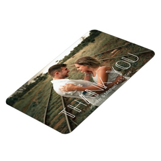 Dank u minimale witte typografie paar foto magneet (Linkerzijde)