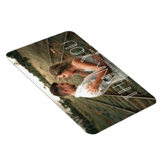 Dank u minimale witte typografie paar foto magneet (Rechterzijde)