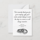 Dank u minimale zwart-wit trouwfoto notitiekaartje (Achterkant)