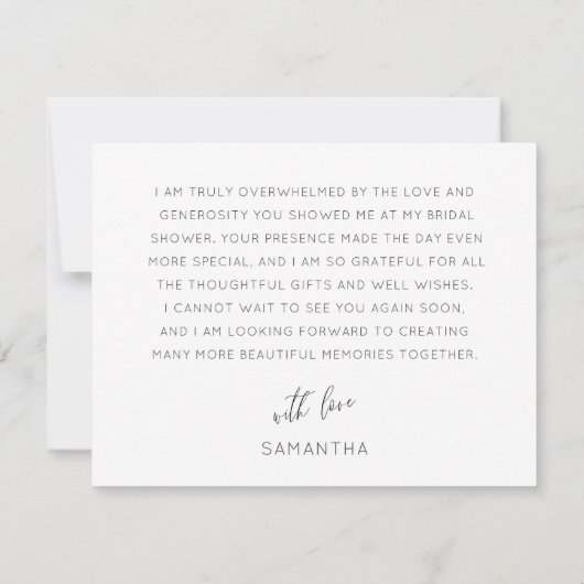 Dank u Minimalistisch zwart-wit Vrijgezellenfeest Bedankkaart (Achterkant)