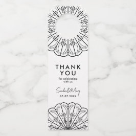 Dank u minimalistische zwart-wit bloemen flessenhanger