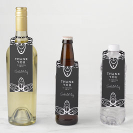 Dank u minimalistische zwart-wit bloemen flessenhanger