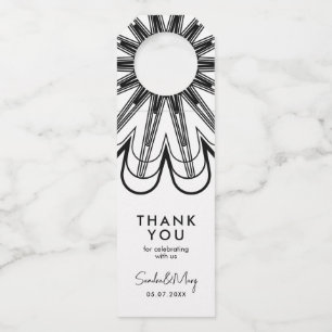 Dank u minimalistische zwart-witte bloem flessenhanger