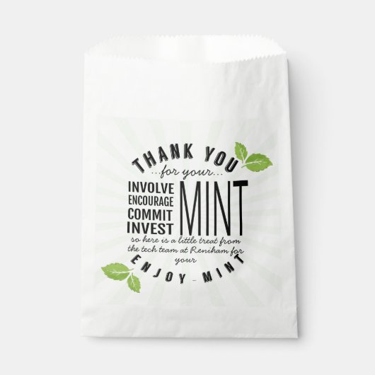 Dank u Mint Vrijwilligerswerk Inzet Bedankzakje (Voorkant)