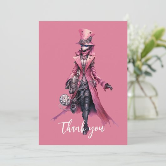 Dank u Mode Steampunk Skeleton Ghost Bedankkaart (Staand voorkant)