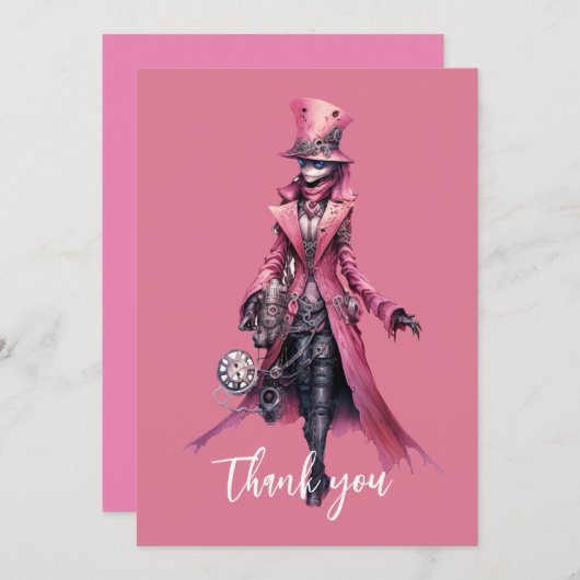 Dank u Mode Steampunk Skeleton Ghost Bedankkaart (Voorkant / Achterkant)