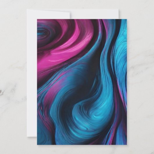 Dank u-Modern Abstract -Blauw en Roze- Kaart (Achterkant)