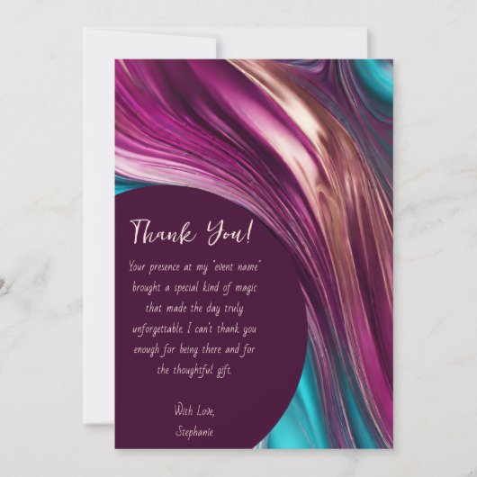 Dank u-Modern Abstract -Magenta Turquoise Gold- Kaart (Voorkant)