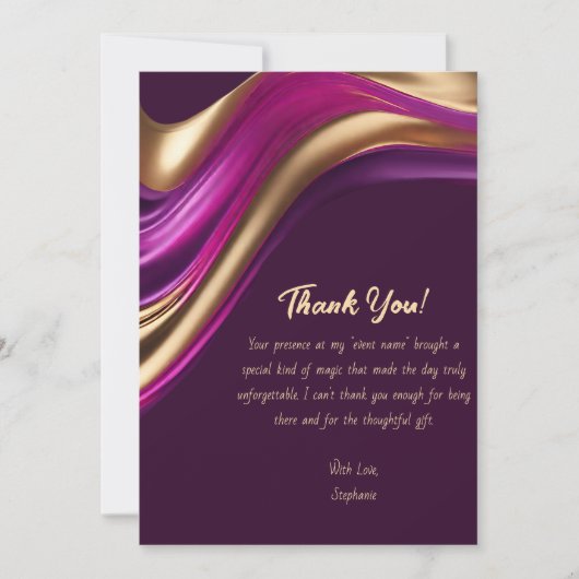 Dank u-Modern Abstract -Paarse en gouden- Kaart (Voorkant)