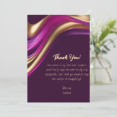 Dank u-Modern Abstract -Paarse en gouden- Kaart (Staand voorkant)