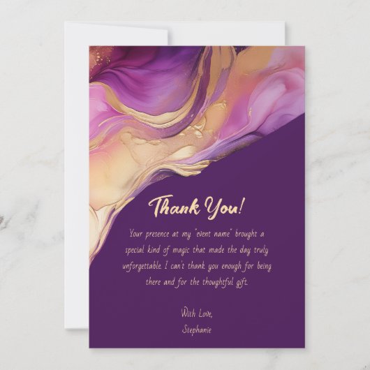 Dank u-Modern Abstract Paarse Roze en Goud- Kaart (Voorkant)
