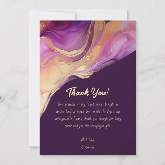 Dank u-Modern Abstract Paarse Roze en Goud- Kaart (Voorkant)