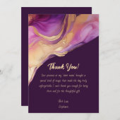 Dank u-Modern Abstract Paarse Roze en Goud- Kaart (Voorkant / Achterkant)