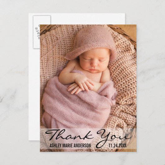 Dank u Modern Baby Geboorte Briefkaart (Voorkant / Achterkant)