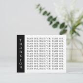 Dank u Modern Black and White Words Briefkaart (Staand voorkant)
