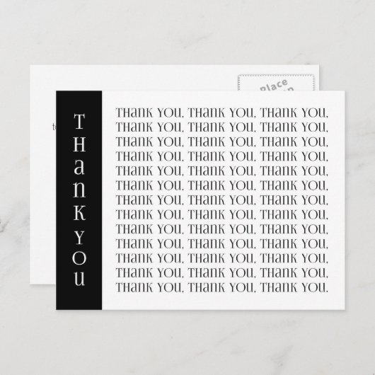 Dank u Modern Black and White Words Briefkaart (Voorkant / Achterkant)