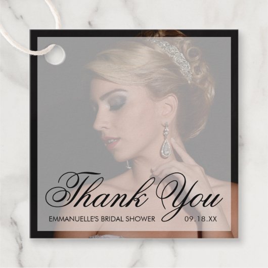 Dank u Modern Black Photo Vrijgezellenfeest Bedankjes Labels (Voorkant)