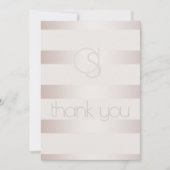 Dank u - Modern Blush Lichtgevende Strepen Monogra Bedankkaart (Voorkant)