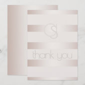 Dank u - Modern Blush Lichtgevende Strepen Monogra Bedankkaart (Voorkant / Achterkant)