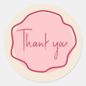 Dank u Modern Bold Wavy Lijst Magenta Roze Ronde Sticker (Voorkant)