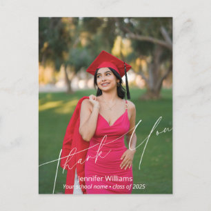 Dank u modern chic script foto afstuderen briefkaart