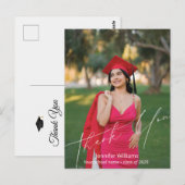 Dank u modern chic script foto afstuderen briefkaart (Voorkant / Achterkant)