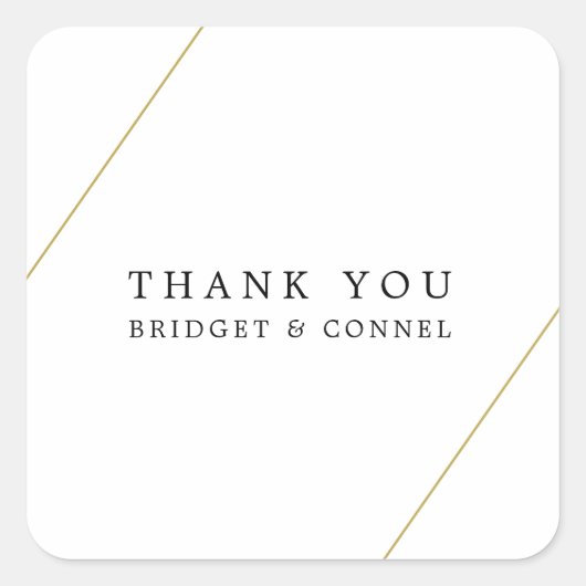 Dank U Modern Geometrisch Gouden Bruiloft Vierkante Sticker (Voorkant)