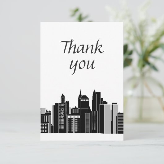 Dank u Modern Graphic CityScape City Bedankkaart (Staand voorkant)