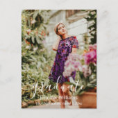 dank u modern handschrift 2 foto ' s afstuderen briefkaart (Voorkant)