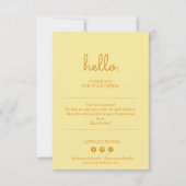 Dank u Modern Pastel Yellow Visitekaartje Bedankkaart (Voorkant)