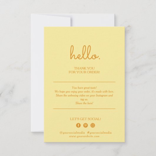 Dank u Modern Pastel Yellow Visitekaartje Bedankkaart (Voorkant)