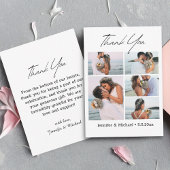 dank u modern script 5 foto's collage bruiloft notitiekaartje