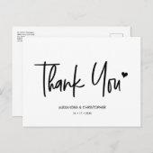 Dank u Modern Script Black en White Wedding Briefkaart (Voorkant / Achterkant)